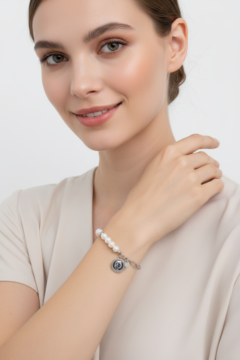 Vintage Pearl Chain Bracelet in Sterling Silver