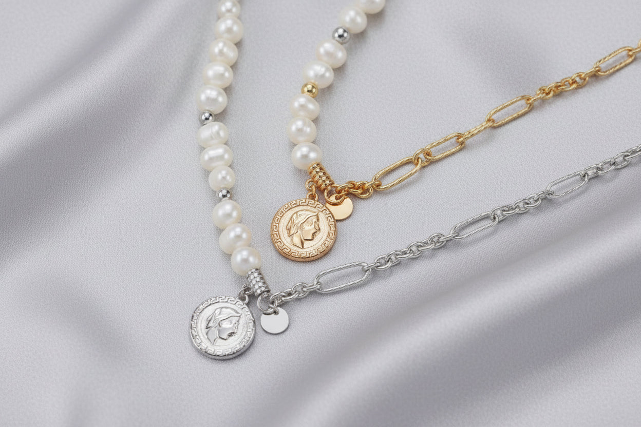 Vintage Pearl Chain Bracelet in Sterling Silver