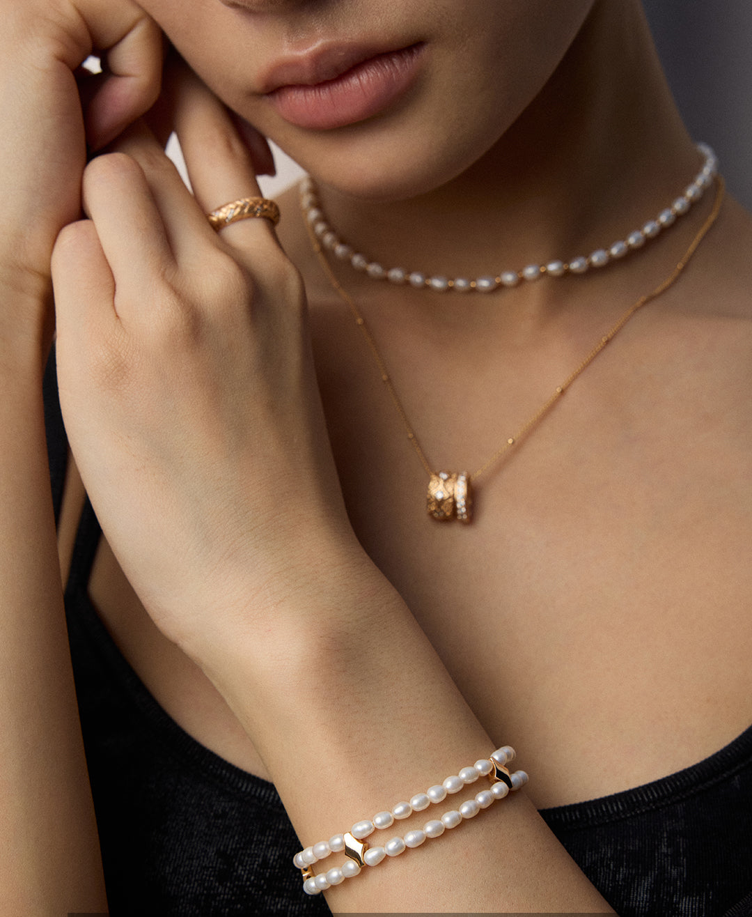 S925 Silver Double Layer Natural Pearl Bracelet