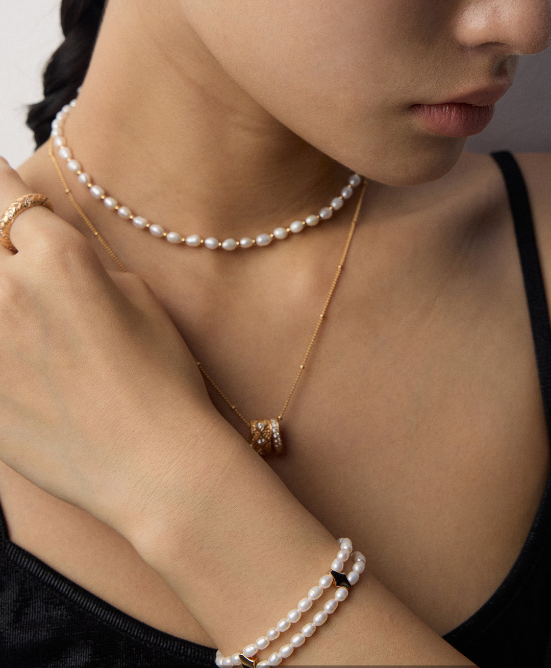 S925 Silver Double Layer Natural Pearl Bracelet