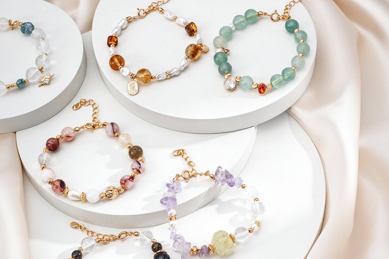 Red Hematoid Quartz (Fire Quartz) Pearl Beaded Bracelet – Vintage Gold S925 Sterling Silver Adjustable Gemstone Bracelet