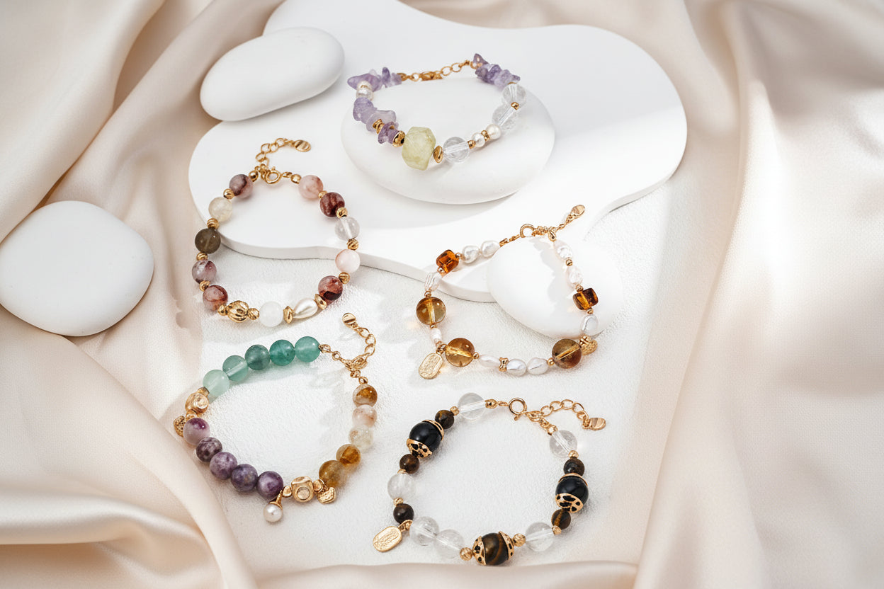 Red Hematoid Quartz (Fire Quartz) Pearl Beaded Bracelet – Vintage Gold S925 Sterling Silver Adjustable Gemstone Bracelet