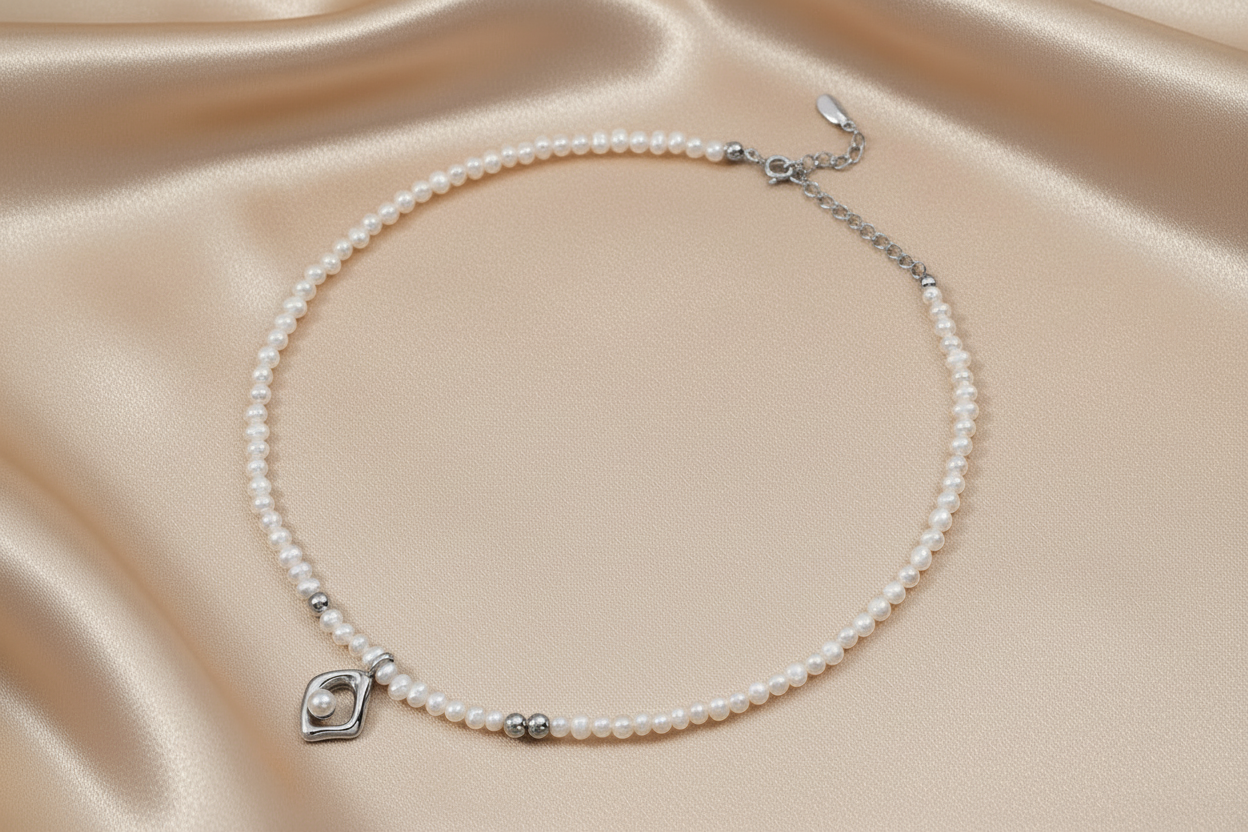 Vintage Pearl Pendant Necklace – S925 Sterling Silver, Gold or Platinum Finish